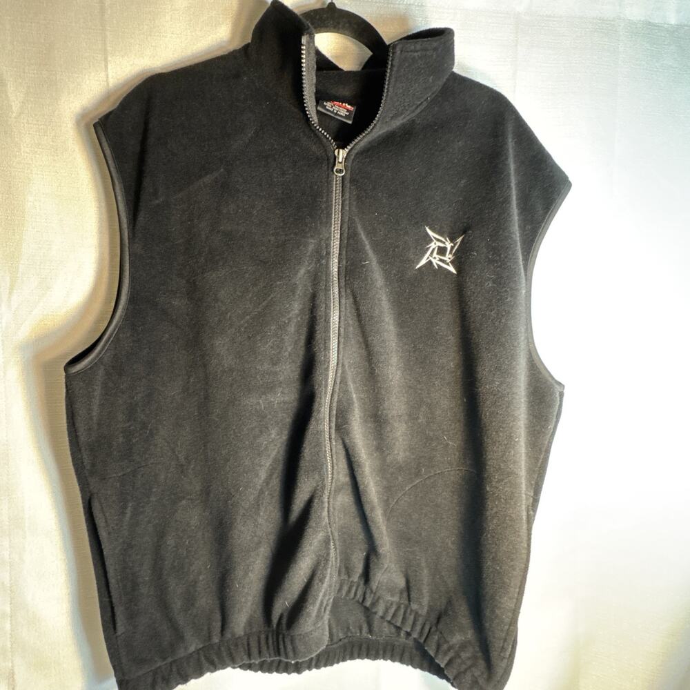 Vtg 90s Metallica Black Fleece Vest Embroidered Ninja Star Logo Metal Band XL